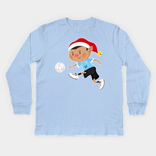 Uruguay football Christmas elf. Football World Cup soccer T-Shirt Kids Long Sleeve T-Shirt